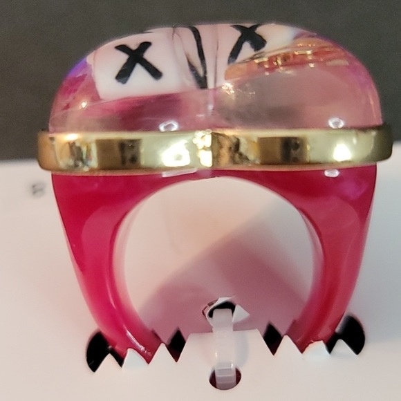 New BETSEY JOHNSON XOX GINGHAM HEART RING - Picture 7 of 11
